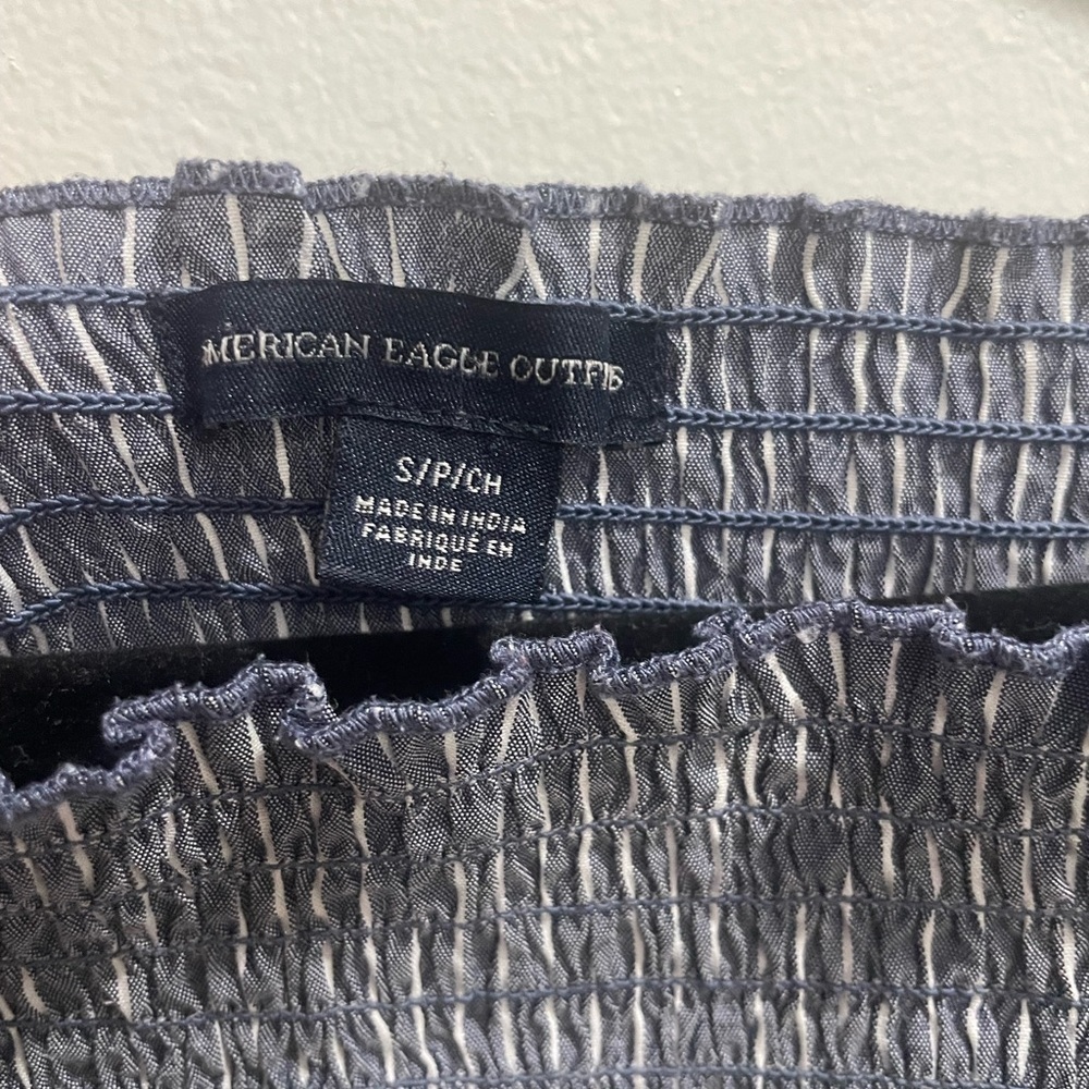 American Eagle Outfitters Blue Striped Off-Shoulder Blouse - Picture 5 of 5